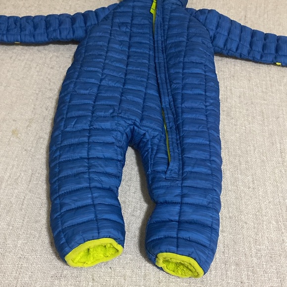 Snozu Blue/Lime Green Baby Puffer Snowsuit Size 9/12 Month - Picture 3 of 8